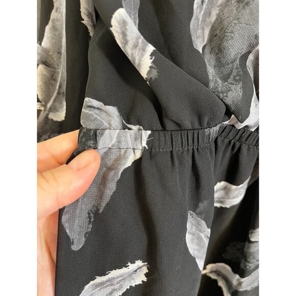 Retro Feather Romper Black M Boho Preppy Classic Chic Glam Neutral Minimalist - Picture 6 of 12